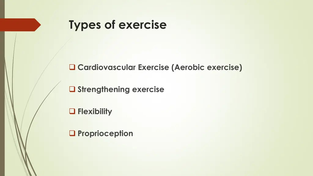 types of exercise