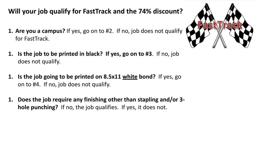 will your job qualify for fasttrack