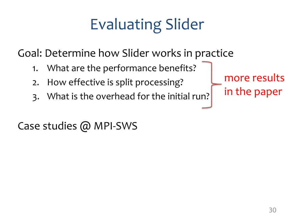 evaluating slider