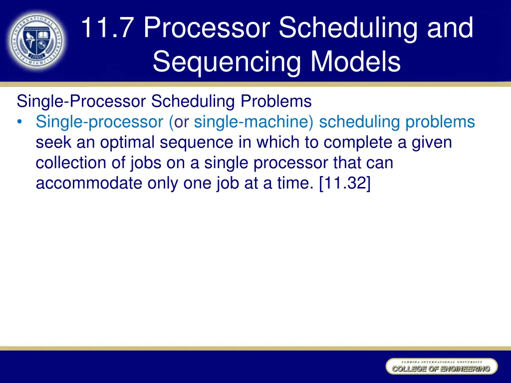 11 7 processor scheduling and sequencing models