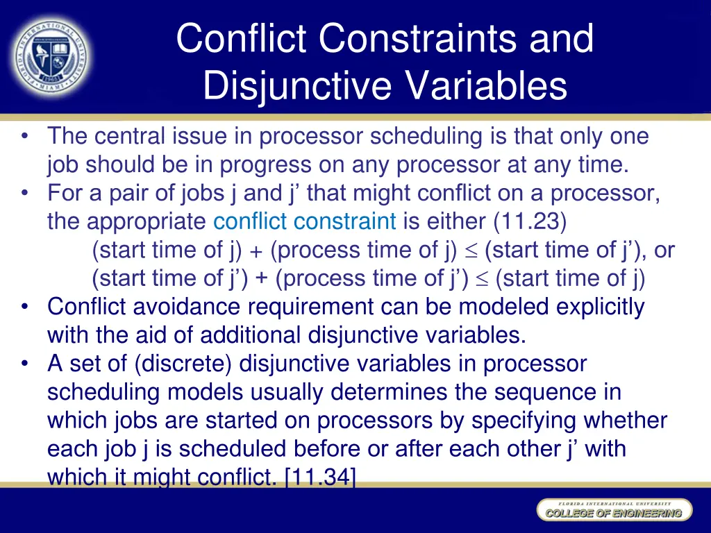 conflict constraints and disjunctive variables