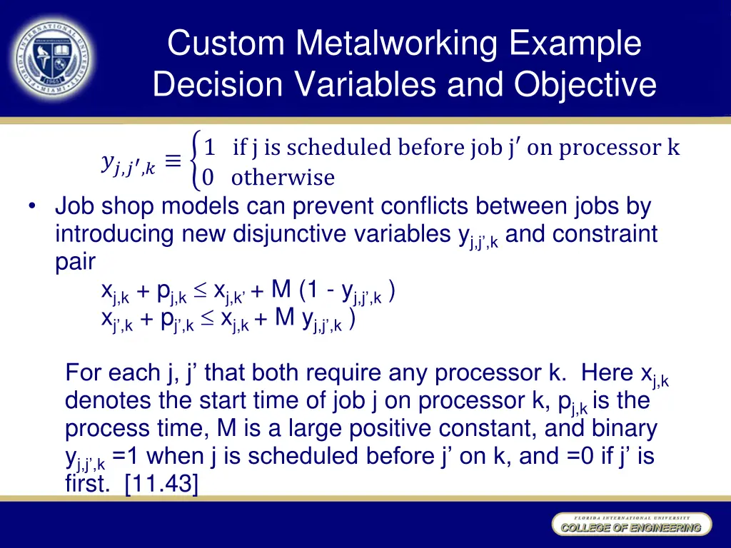 custom metalworking example decision variables 1