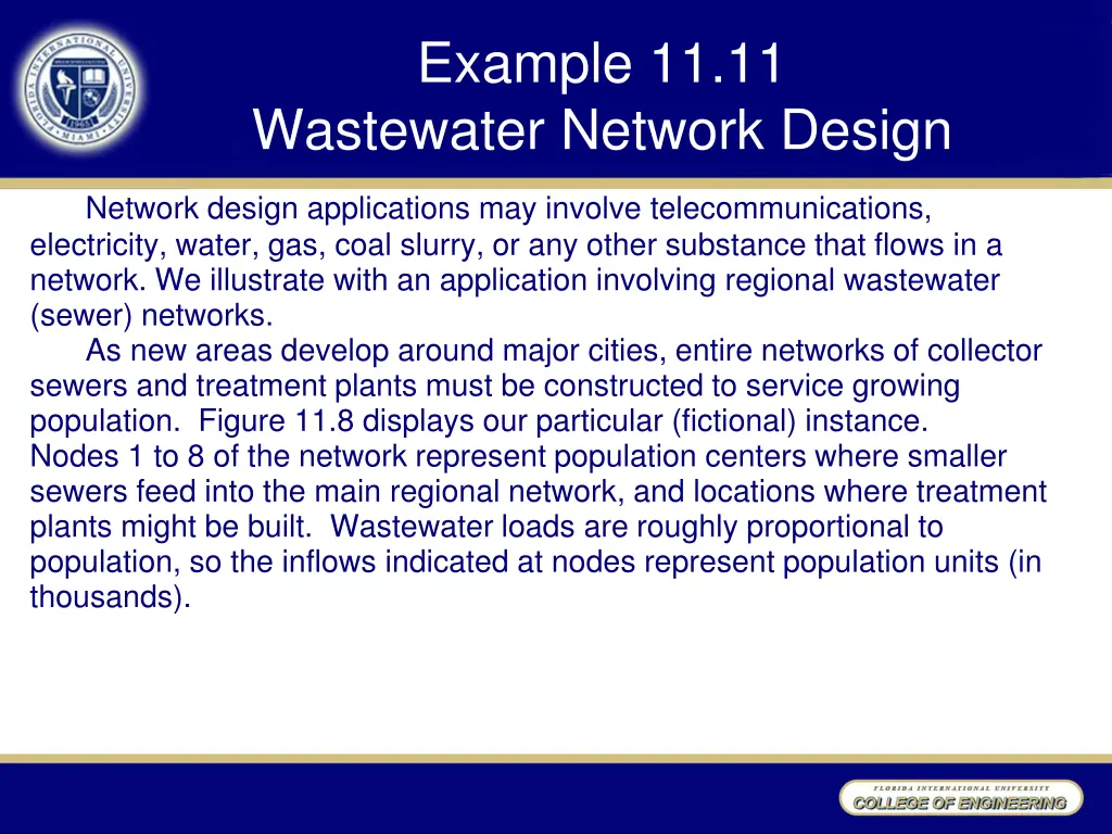 example 11 11 wastewater network design