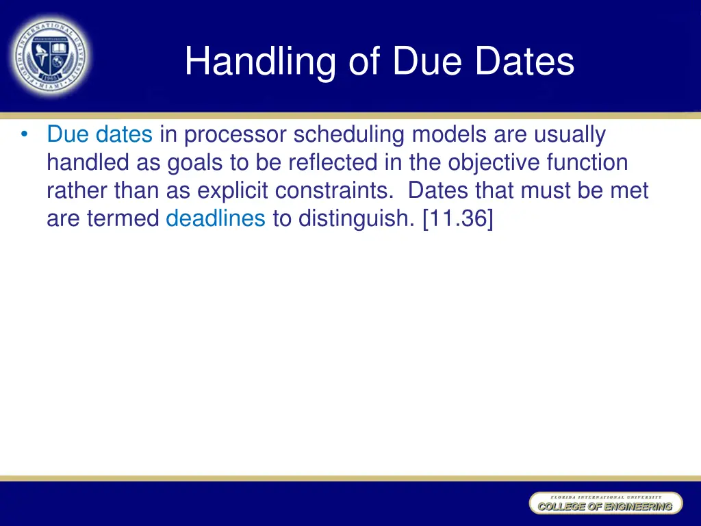 handling of due dates