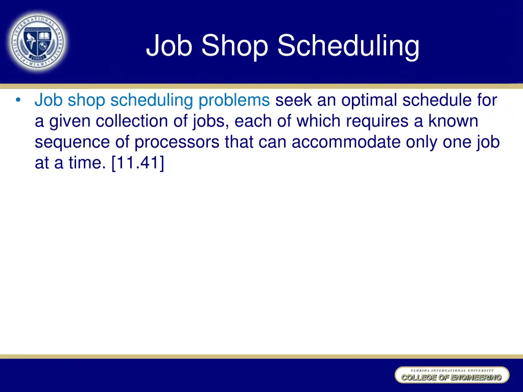 job shop scheduling