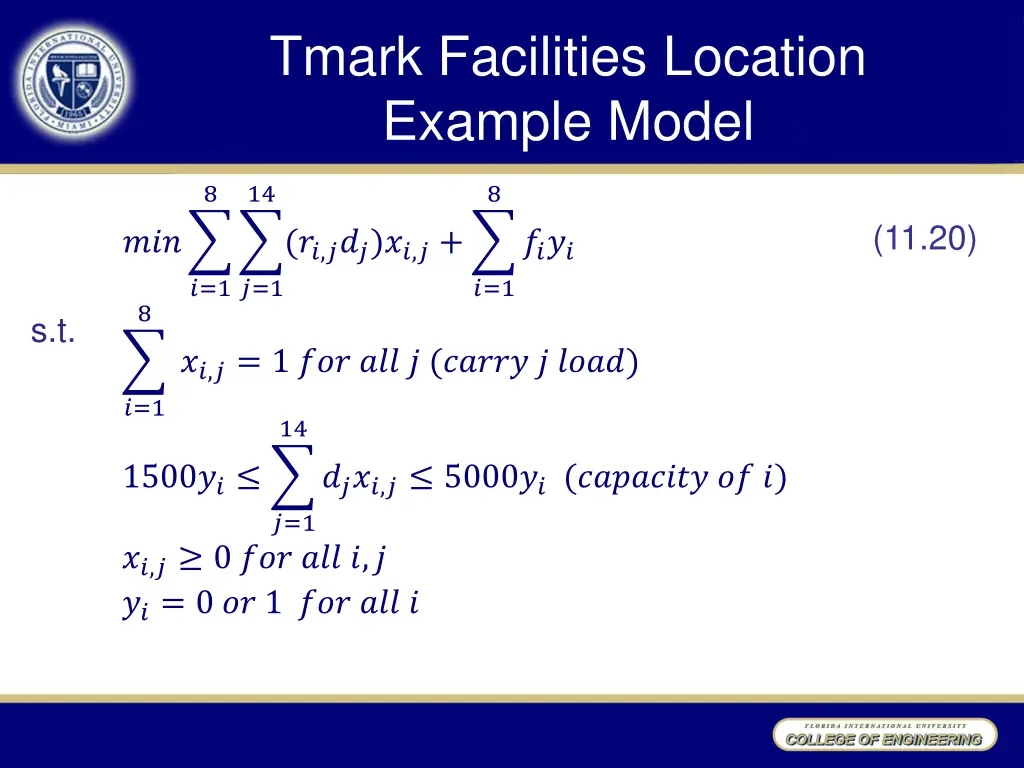 tmark facilities location example model