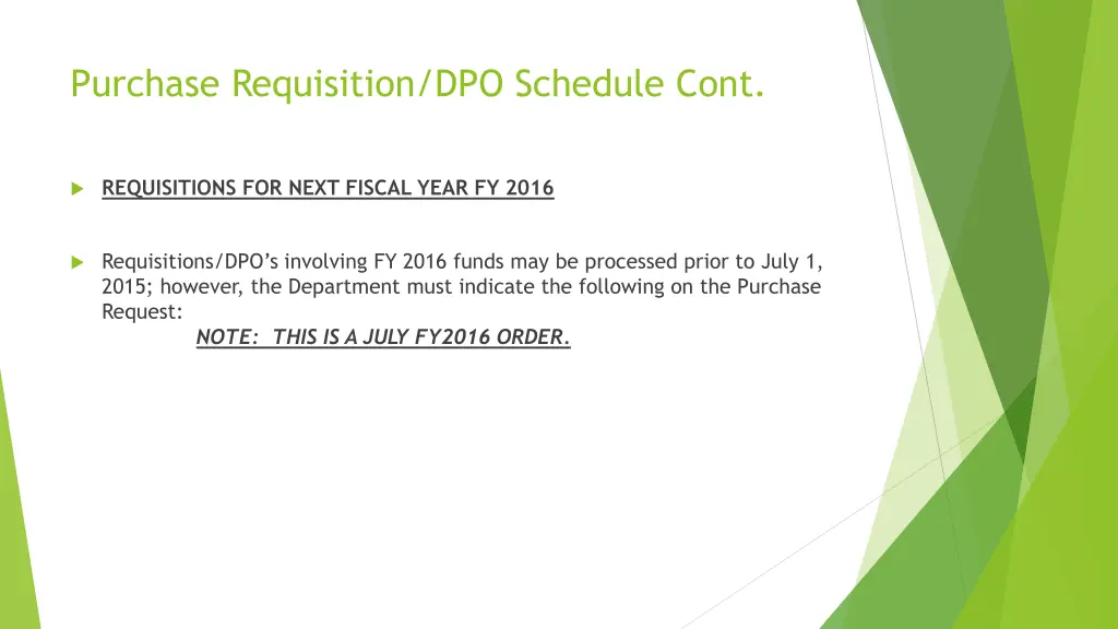 purchase requisition dpo schedule cont