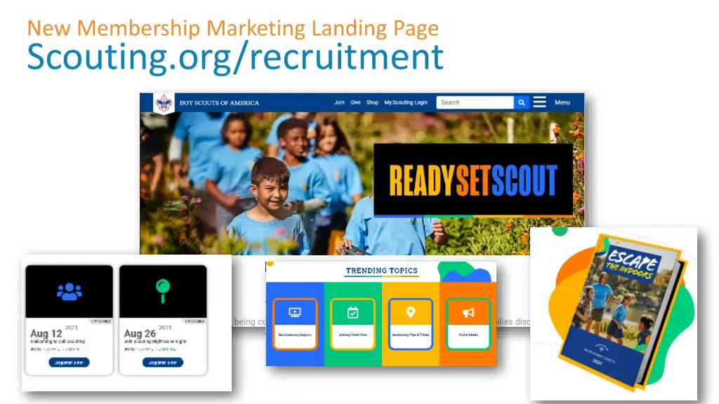 new membership marketing landing page scouting