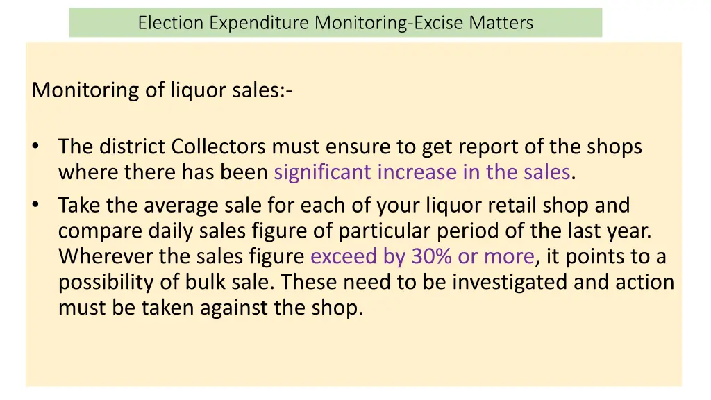 election expenditure monitoring excise matters 5