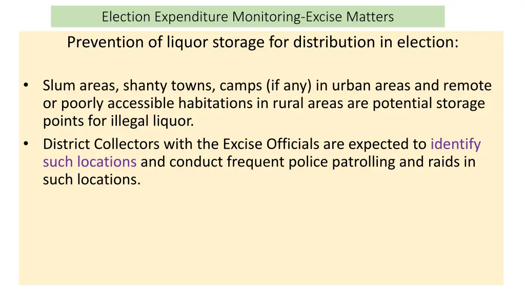 election expenditure monitoring excise matters 9