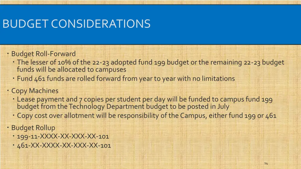 budget considerations