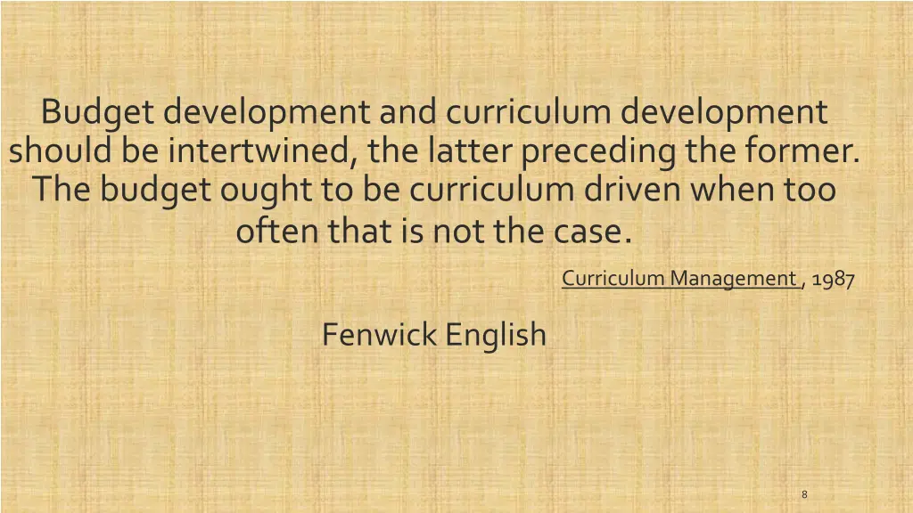 budget development and curriculum development