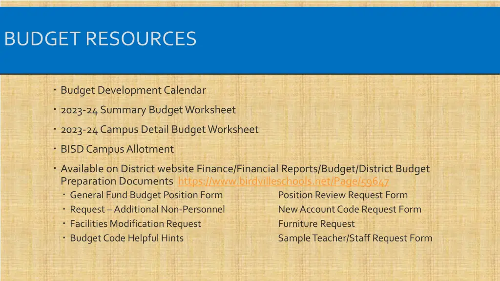 budget resources