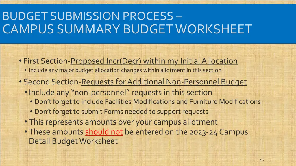 budget submission process campus summary budget