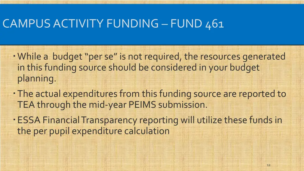 campus activity funding fund 461