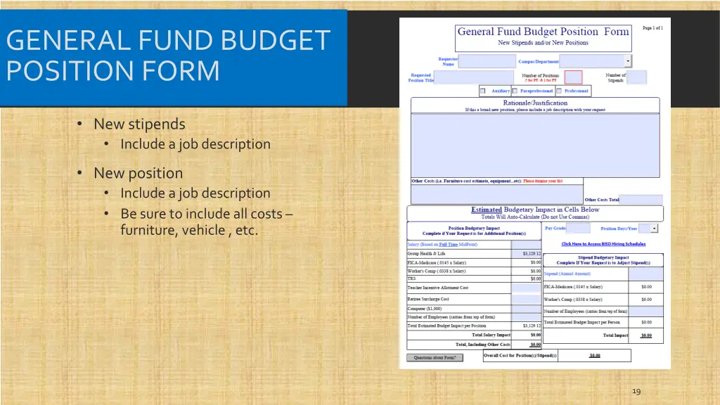 general fund budget position form