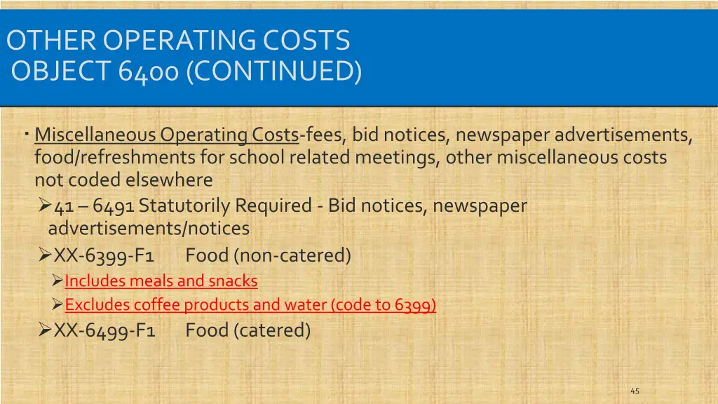 other operating costs object 6400 continued 1