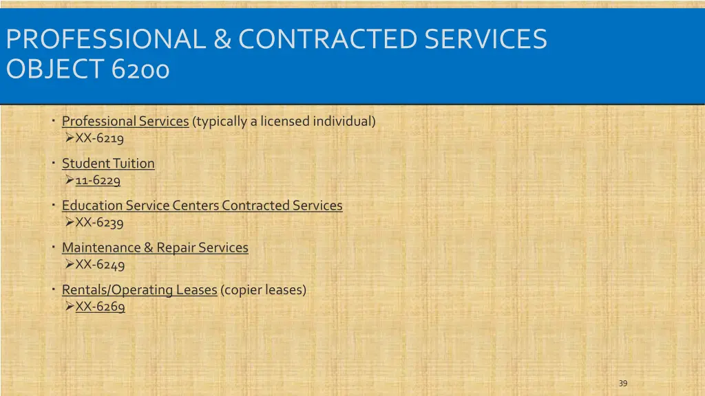 professional contracted services object 6200