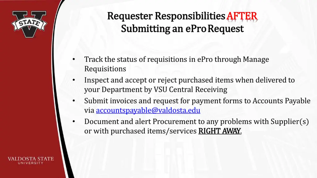 requester responsibilities requester