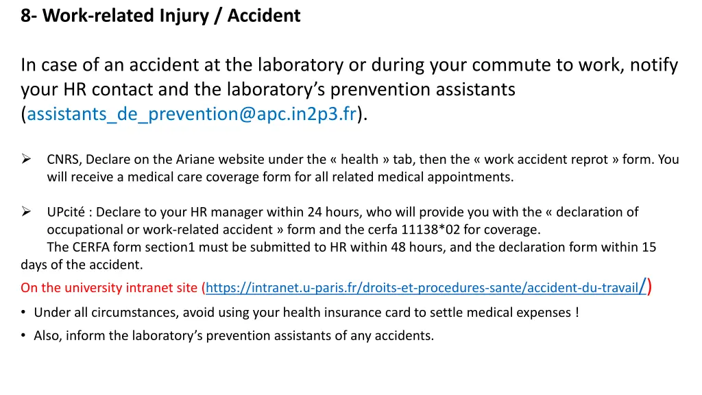 8 work related injury accident