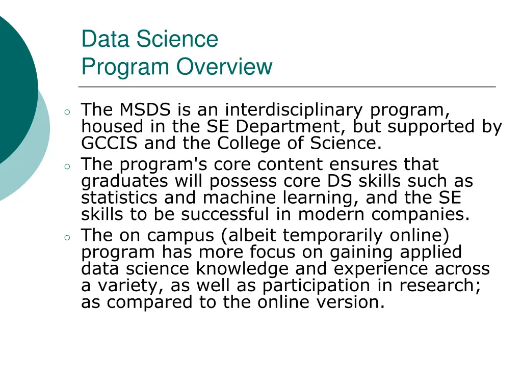 data science program overview