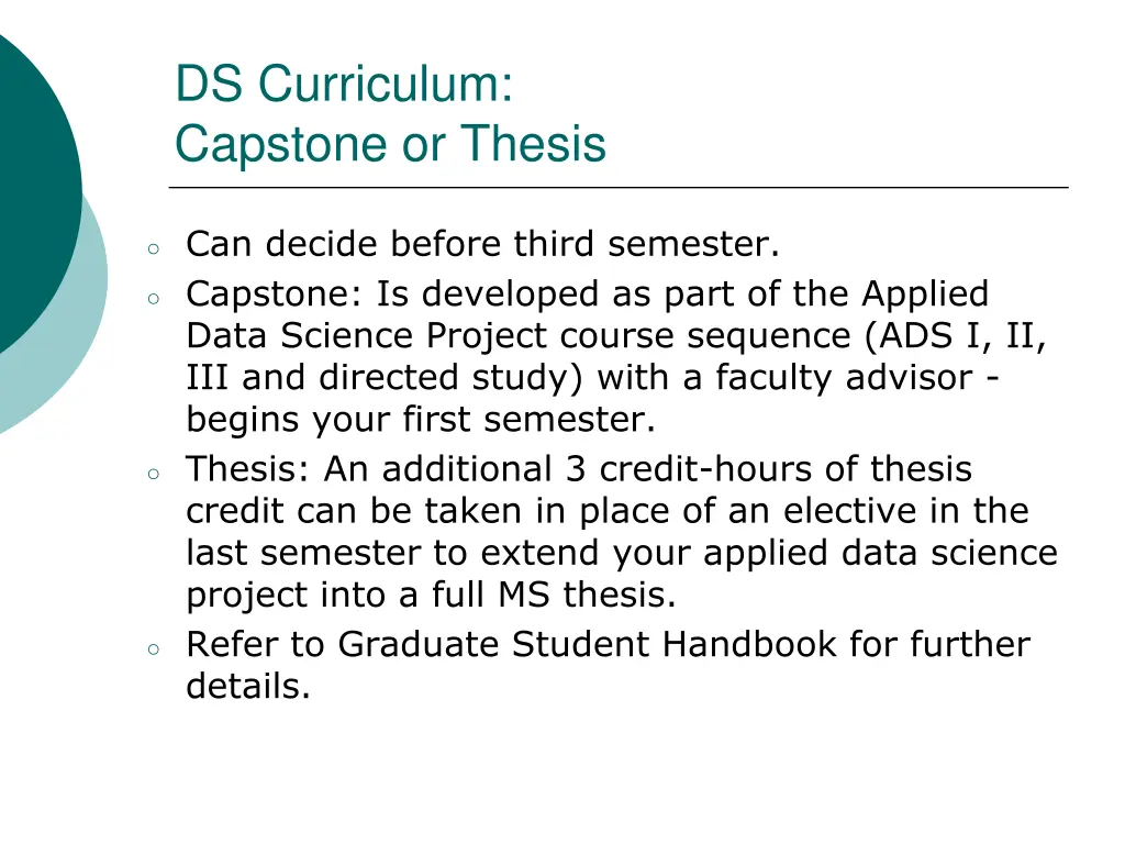 ds curriculum capstone or thesis