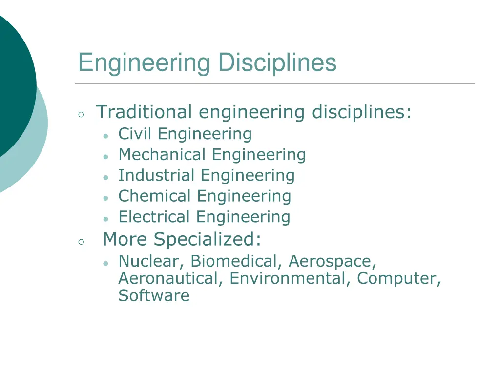 engineering disciplines