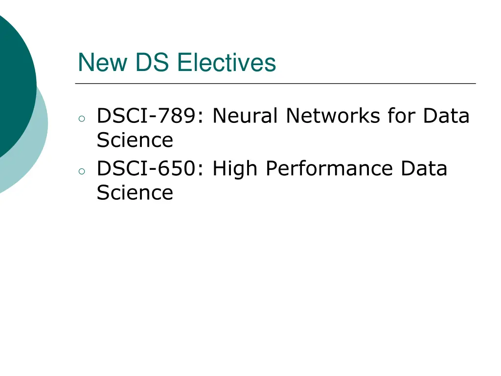 new ds electives