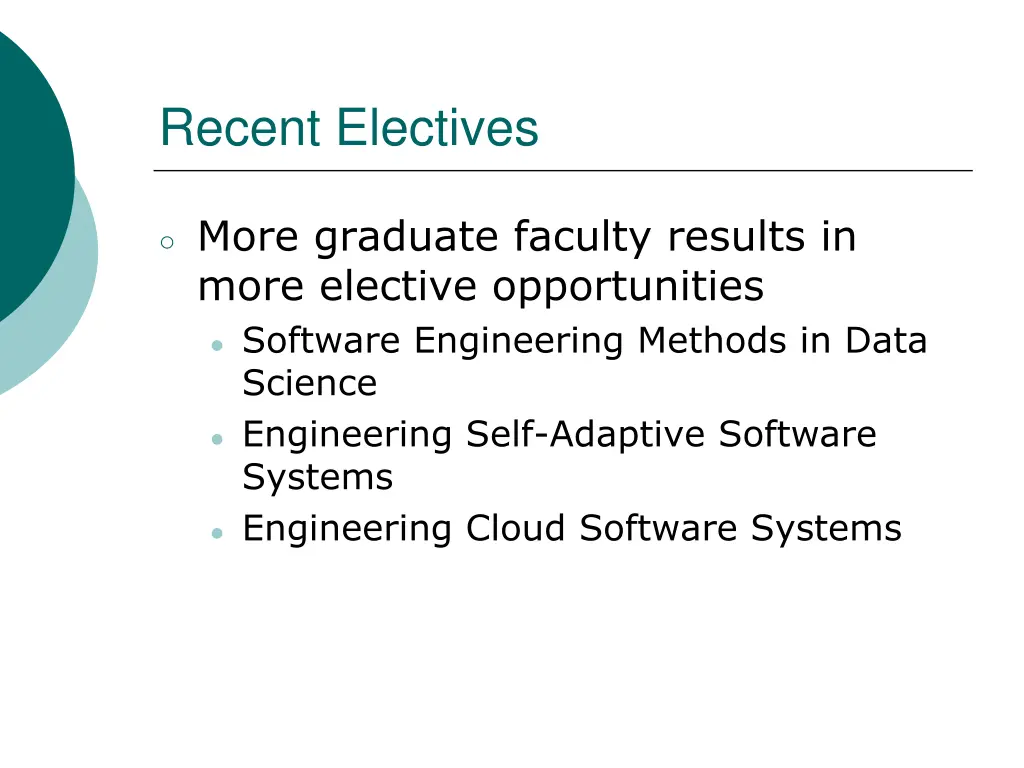 recent electives