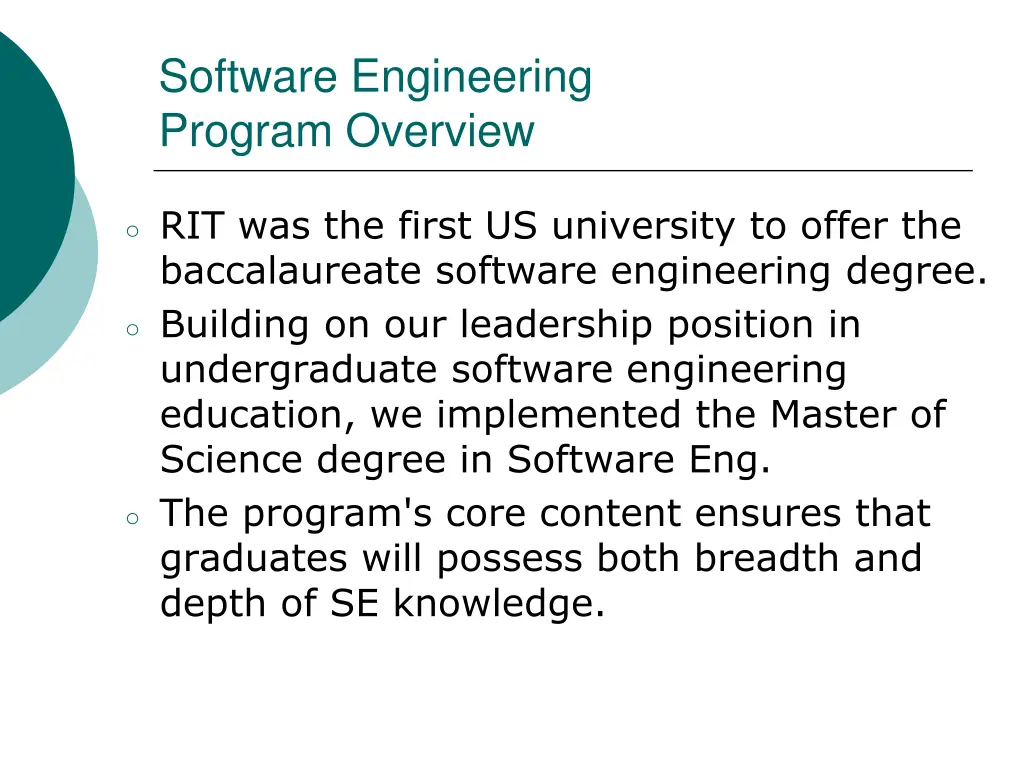 software engineering program overview