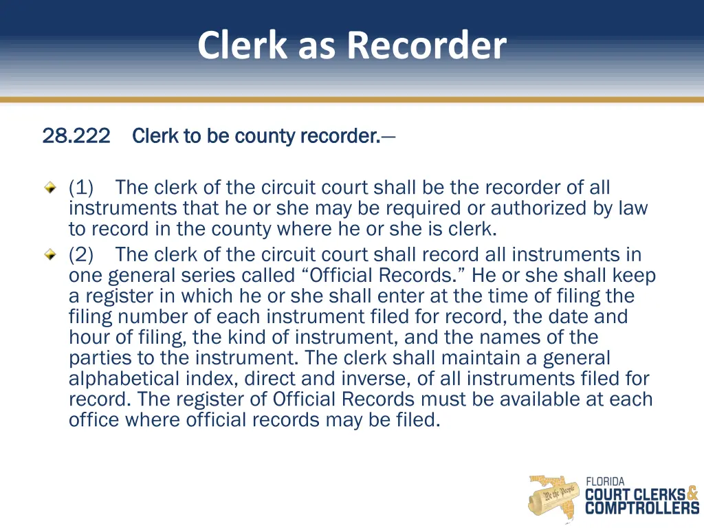 clerk as recorder