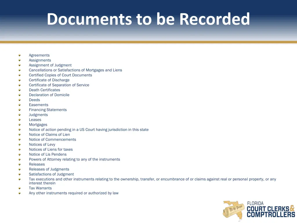 documents to be recorded