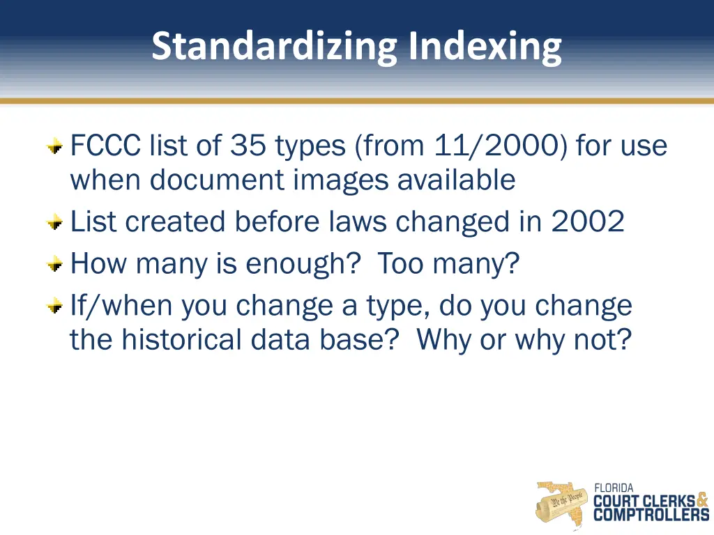 standardizing indexing