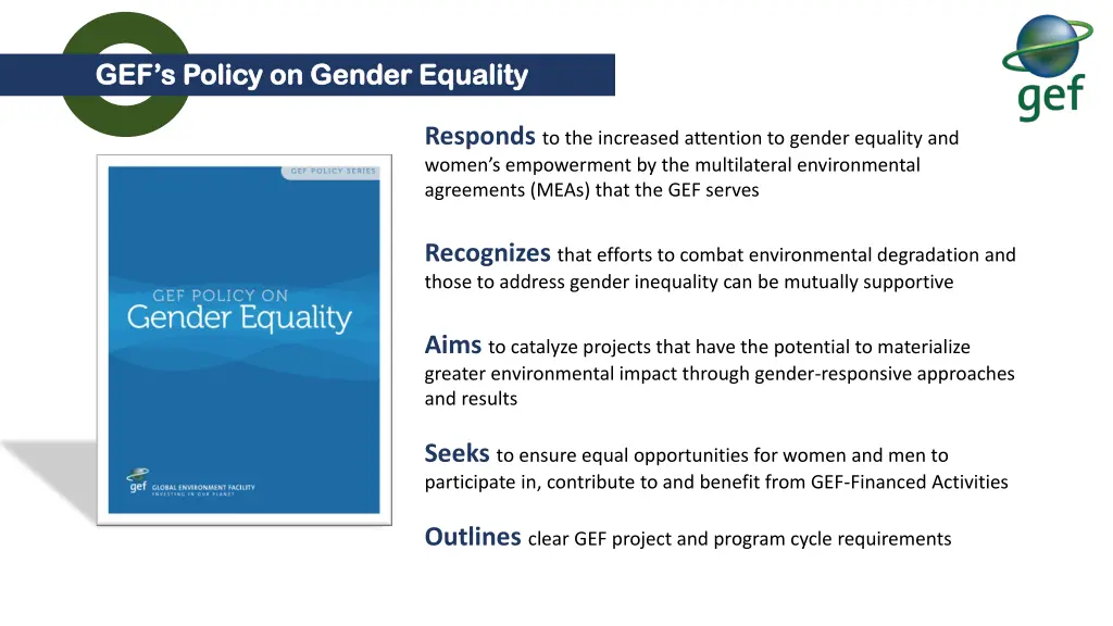 gef s policy on gender equality gef s policy