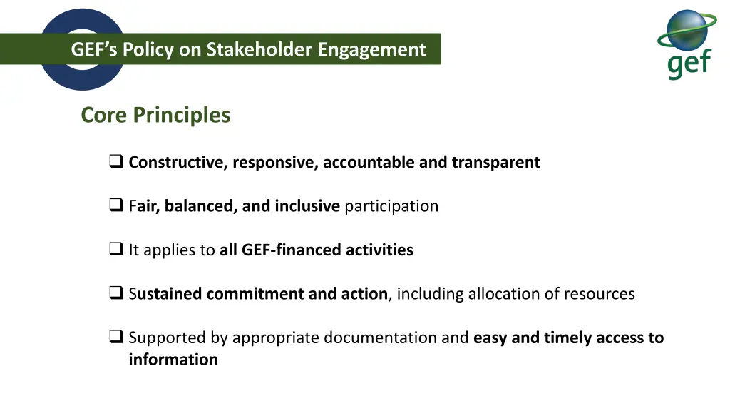 gef s policy on stakeholder engagement