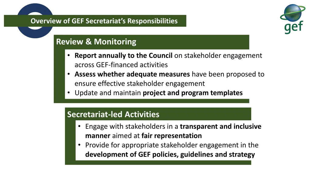 overview of gef secretariat s responsibilities