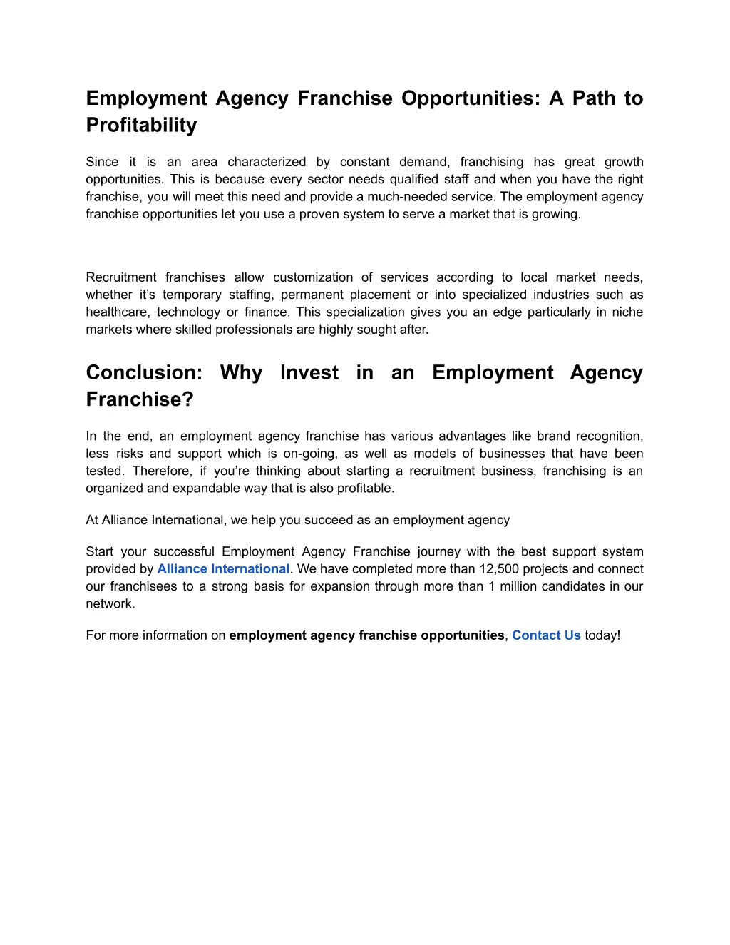 employment agency franchise opportunities a path