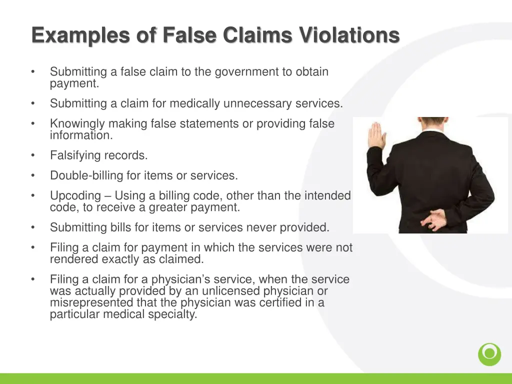 examples of false claims violations