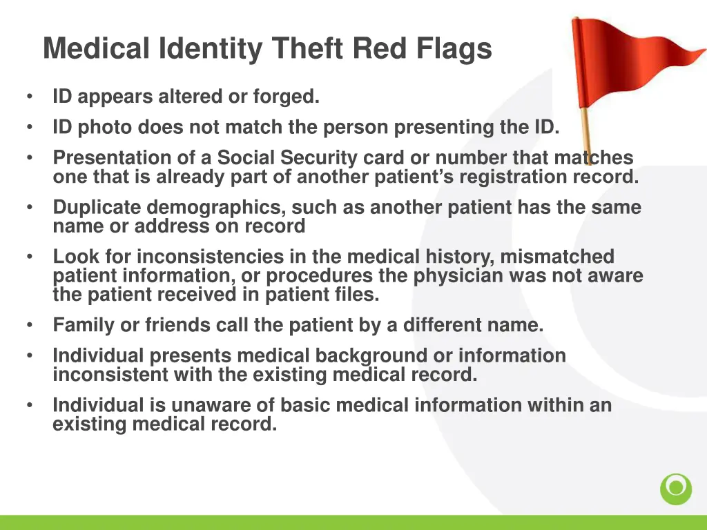 medical identity theft red flags