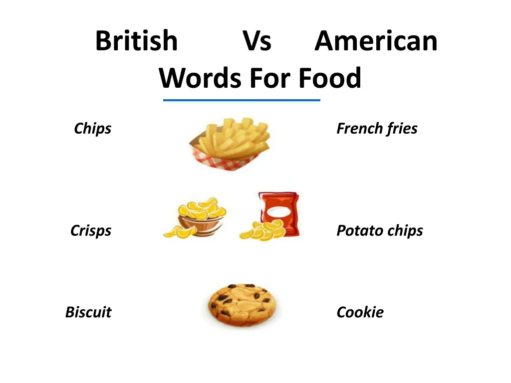 british vs american words for food