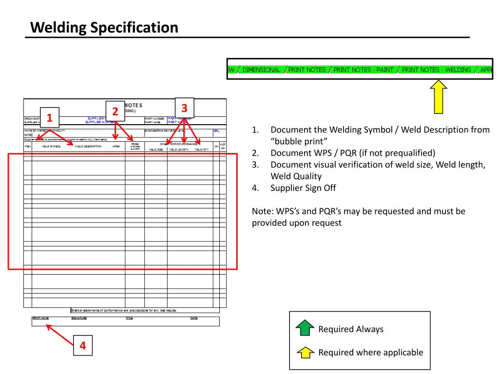 welding specification