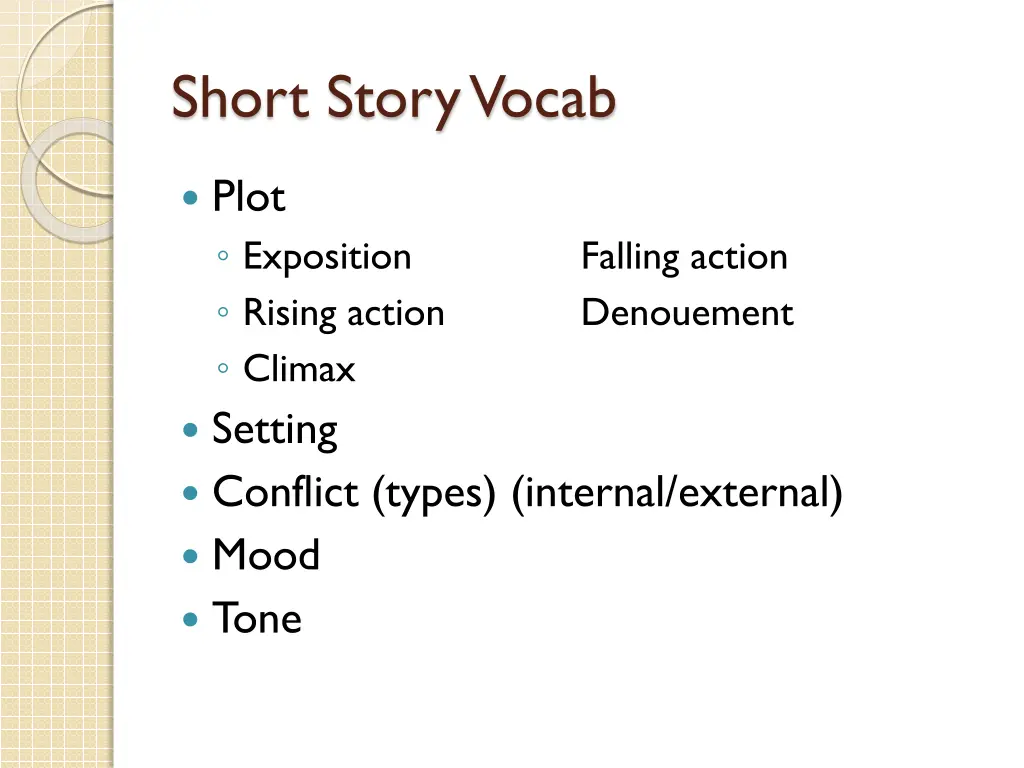 short story vocab