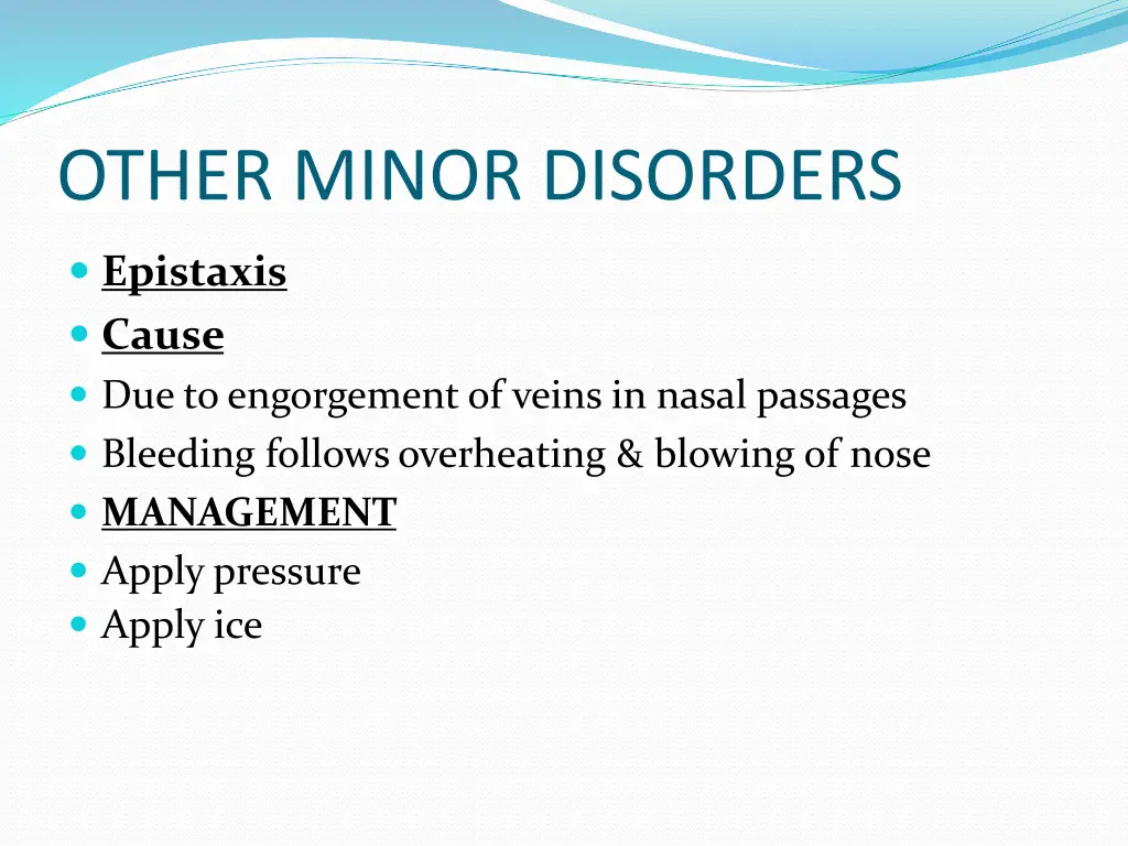 other minor disorders