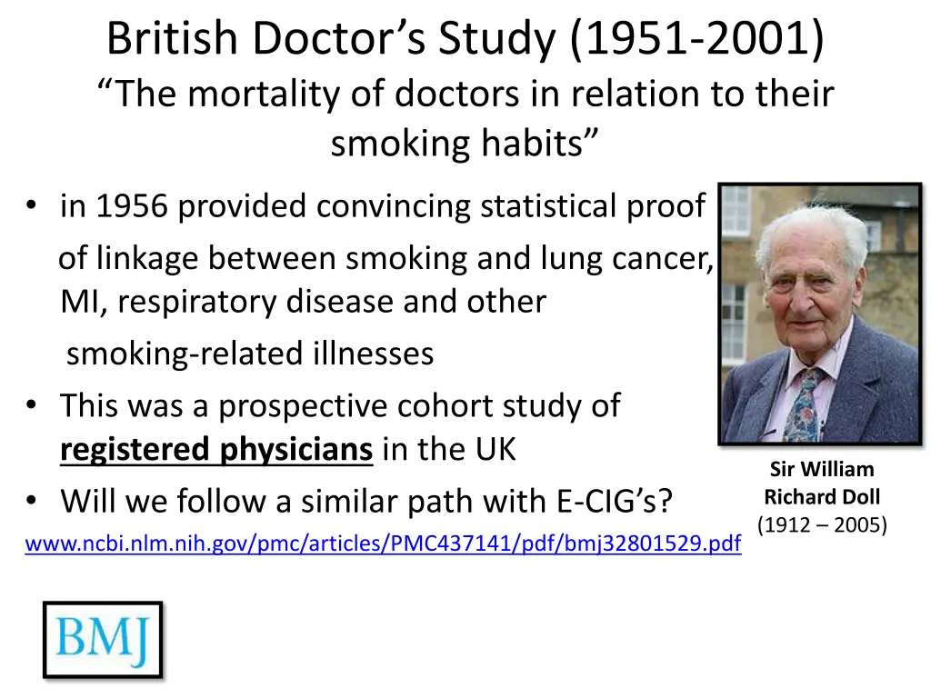 british doctor s study 1951 2001 the mortality