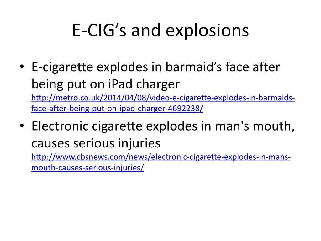 e cig s and explosions