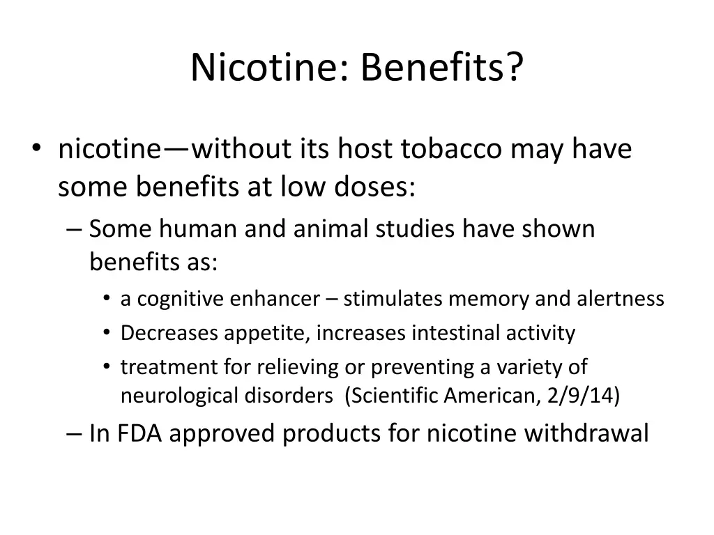 nicotine benefits