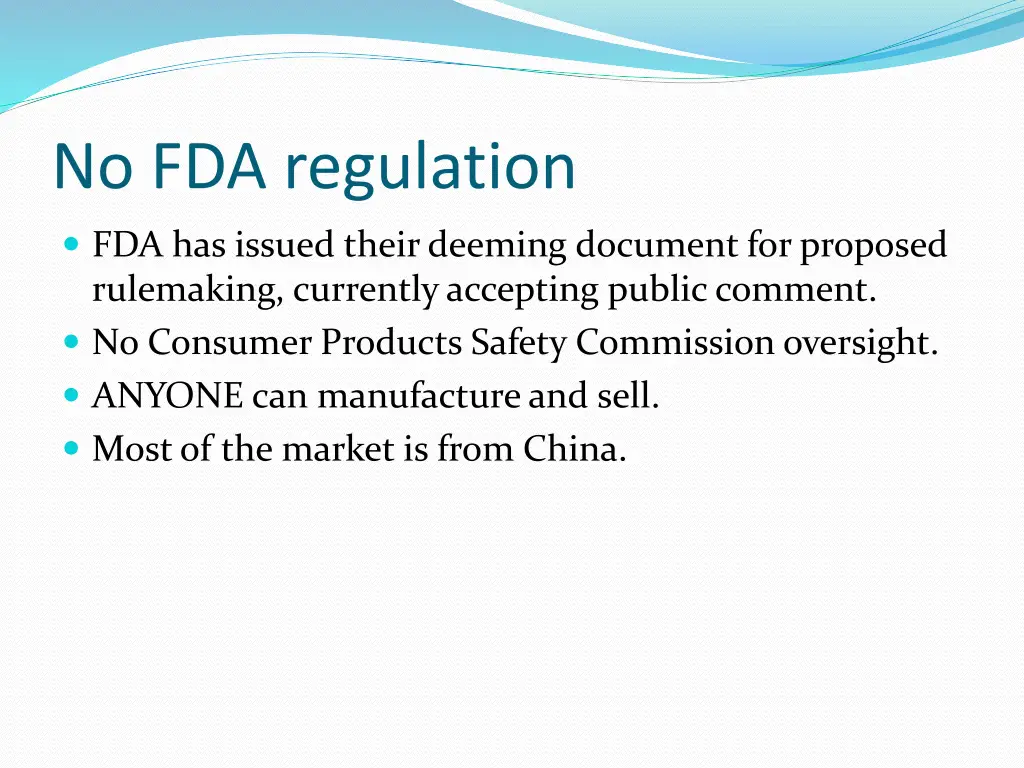 no fda regulation