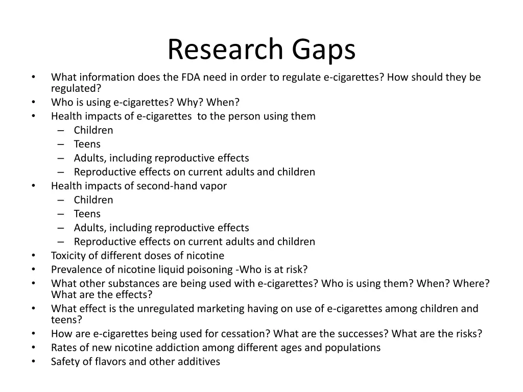 research gaps