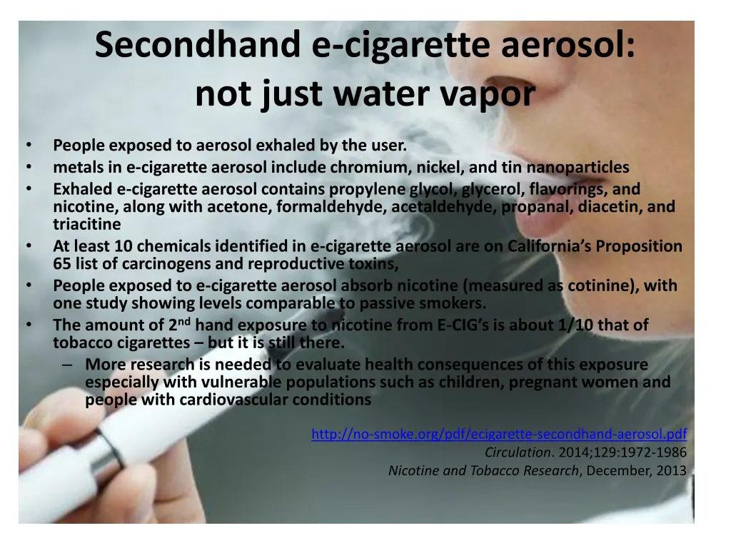 secondhand e cigarette aerosol not just water