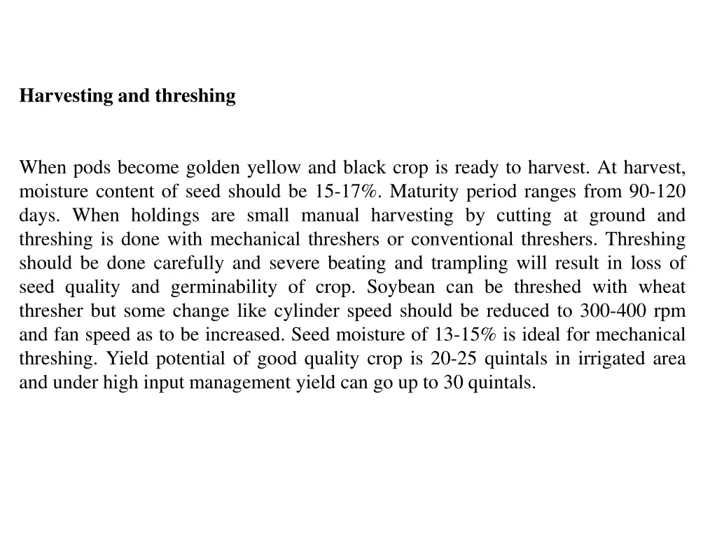 harvesting and threshing